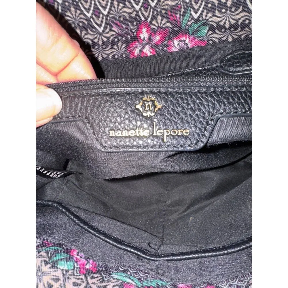 Nanette Lepore Black Faux Leather Backpack Purse Tote Convertible Bag Women's